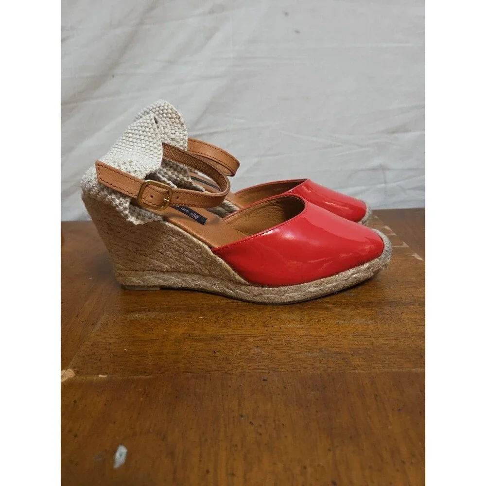 Steven Steve Madden Camilaa Red Patent Leather Espadrilles Sandals Sz 7.5/ 38 F